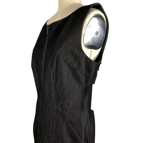 CALVIN KLEIN Zip Front Sheath Dress Pockets Grey 6 - Picture 2 of 7